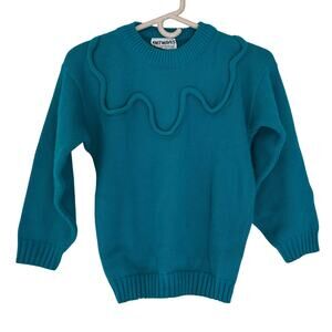 Vintage Knit weaves sweater teal 80s 90s girls 10